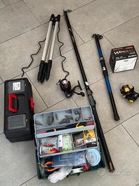 Canna pesca bolognese 5m carbonio + kit completo
