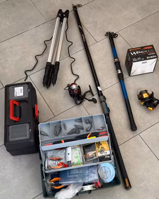Canna pesca bolognese 5m carbonio + kit completo