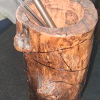 PORTA PENNE IN TRONCO DI LEGNO