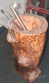 PORTA PENNE IN TRONCO DI LEGNO