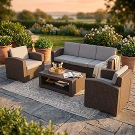 Salotto Giardino intreccio rattan sintetico Taupe