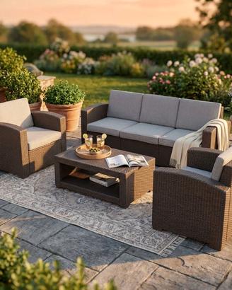 Salotto Giardino intreccio rattan sintetico Taupe