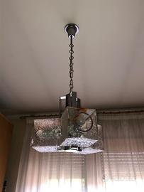 Lampadario e abat-jour in vetro, modernariato