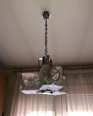 Lampadario e abat-jour in vetro, modernariato