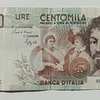 4#. Banconota 100000 lire Caravaggio I tipo.