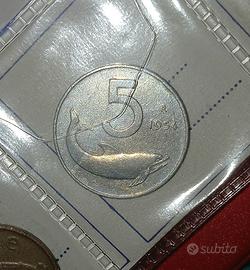 5 lire 1954 con delfino  PREZZO TRATTABILE 