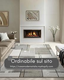 Tappeto Design Astratto Pelo Corto Soggiorno Beige