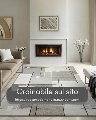 Tappeto Design Astratto Pelo Corto Soggiorno Beige