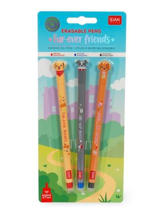 Set 3 penne cancellabili, fur-ever friends legami