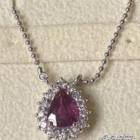 COLLANA ORO 18kt. DIAMANTI E RUBINO GOCCIA