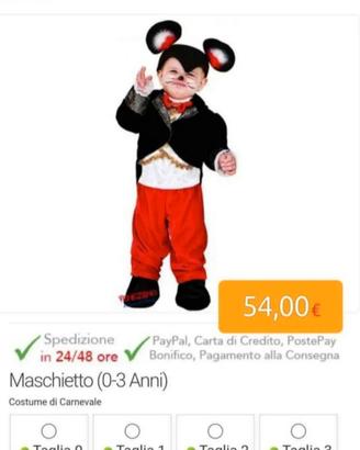 Costume carnevale topolino 