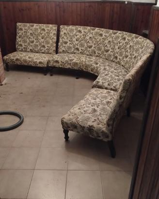 Divano angolare Mid Century Damascato Floreale
