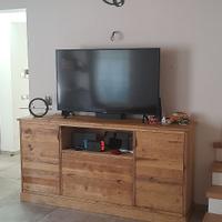 porta tv in legno vecchio con ante e cassetti
