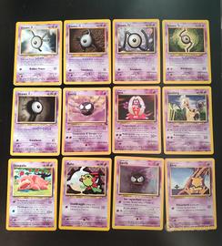Lotto 12 Carte Pokemon Vintage Gastly Abra Unown