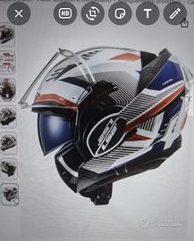 Casco moto modulare VALIANT II revo blu bianco ros