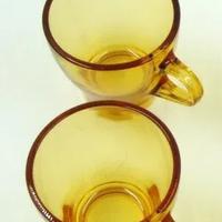 Tazzine caffè anni 60 color ambra con piattini