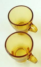 Tazzine caffè anni 60 color ambra con piattini