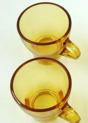 Tazzine caffè anni 60 color ambra con piattini