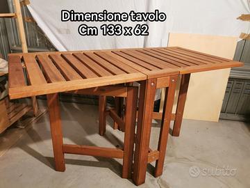 Tavolo pieghevole a libro in legno teak