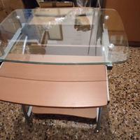SCRIVANIA IN LEGNO/VETRO DA PC