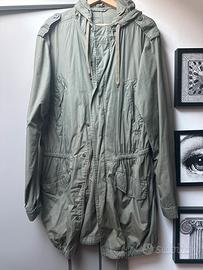 Giacca parka leggera in cotone verde salvia