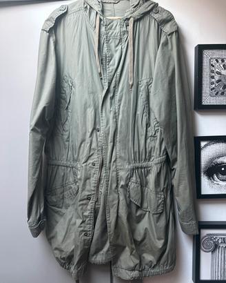Giacca parka leggera in cotone verde salvia