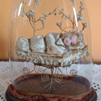 ANTICA STATUA ICONA Maria Bambina CERA TECA CUPOLA