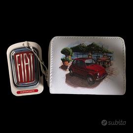 Portafoglio piccolo con zip Fiat 500 storica rossa