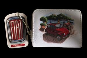 Portafoglio piccolo con zip Fiat 500 storica rossa