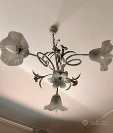 Lampadario Classico a 3 Luci in Ferro Battuto