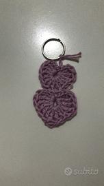 Portachiavi doppio cuore uncinetto