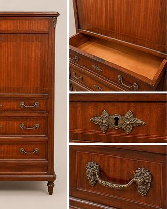 Secrétarie classico in legno con ribalta e casetti
