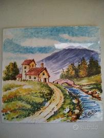 Quadro di ceramica di Montelupo Fiorentino firmato