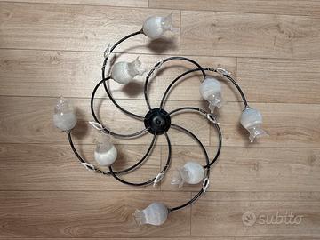 Lampadario acciaio e vetro