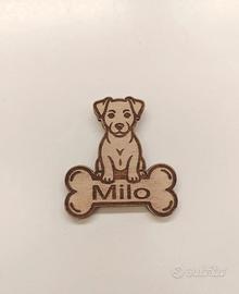 Calamita legno personalizzata cane con nome 