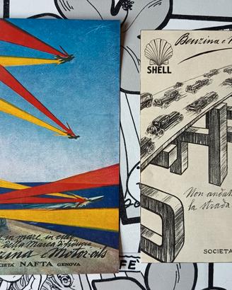 2 Pubblicità Epoca Shell Originali Anni 30. Nafta.