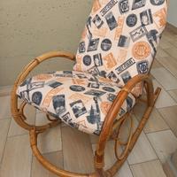 Poltrona a dondolo bambù e rattan