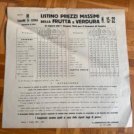 Raro Manifesto Prezzi Frutta e Verdura Storia RSI