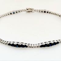 Bracciale Tennis Oro Diamanti e Zaffiro 18kt-750