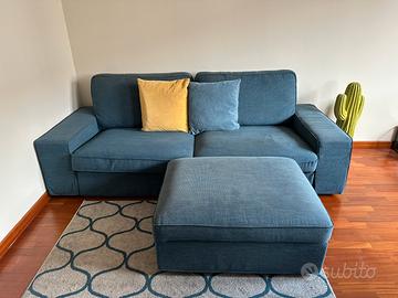 Divano Ikea Kivik 3 posti Blu e pouf contenitore