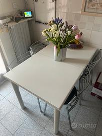 Tavolo allungabile con 4 sedie in metallo