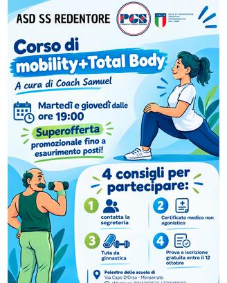 CORSO DI MOBILITY + TOTAL BODY A MONSERRATO 