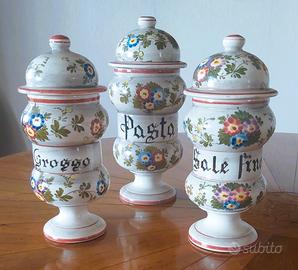 Tris vasi farmacia ceramica vintage anni '50
