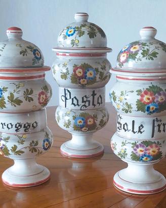 Tris vasi farmacia ceramica vintage anni '50