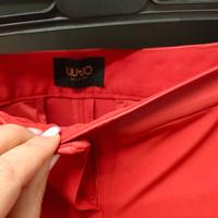 Pantalone rosso rifinitura in pelle
