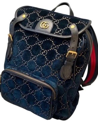 Gucci GG Marmont Zaino Velvet Pelle Blu