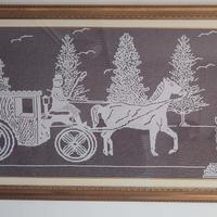Quadro filet artigianale con cornice - 186x88