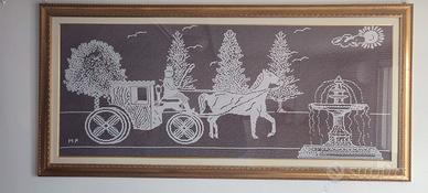 Quadro filet artigianale con cornice - 186x88