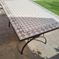 Tavolo Ferro Battuto Mosaico 200x100cm 160x90 NUOV