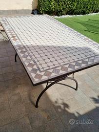 Tavolo Ferro Battuto Mosaico 200x100cm 160x90 NUOV